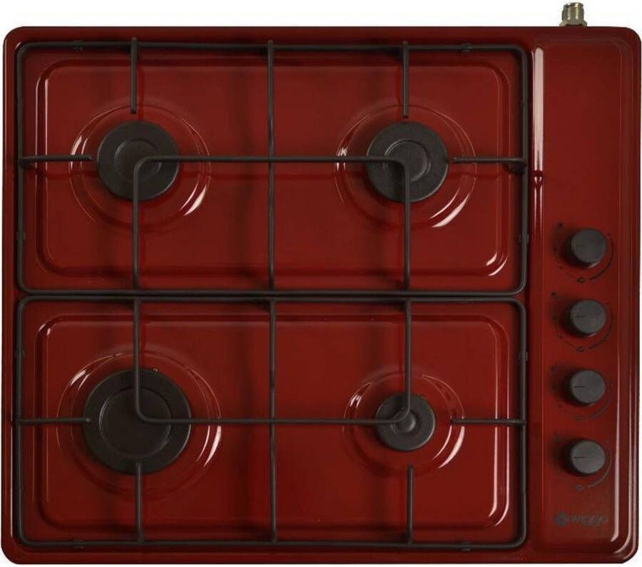 Wiggo WK-GV804R Vrijstaande gaskookplaat 60 cm Rood