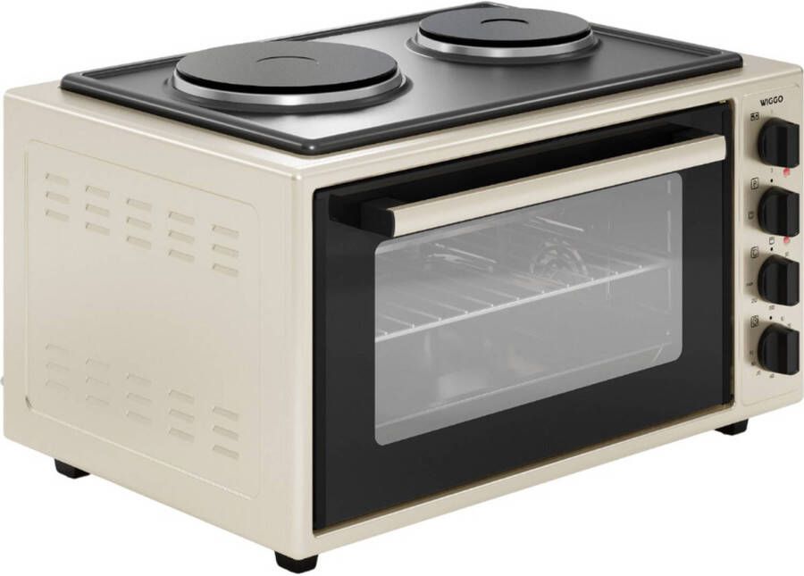 Wiggo WMO-E4562H(C) Vrijstaande oven met kookplaat 2000W 45 liter 5 jaar Garantie Creme