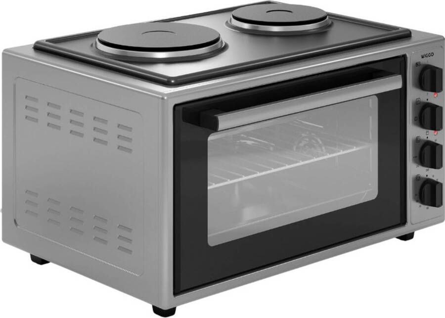 Wiggo WMO E4562H(G) Vrijstaande oven met kookplaat 2000W 45 liter Rvs