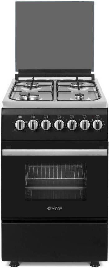 Wiggo WO-E505R(BX) Serie 5 50 cm Gasfornuis met oven Zwart Rvs