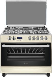 Wiggo WO-E909R(CX) Serie 9 90 cm Gasfornuis 5 kookzones -Créme Rvs