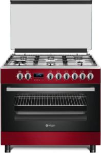 Wiggo WO-E969R(RX) Serie 9 90 cm Gasfornuis 6 kookzones Rood Rvs