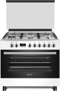 Wiggo WO-E969R(WX) Serie 9 90 cm Gasfornuis 6 kookzones Wit Rvs