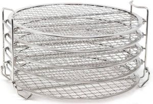 Ziva Instant Pot RVS droogrek 5 lagen Geschikt voor Crisp 8 liter Ninja Foodi 6.5 & 8 Voedselveilig Ideaal voor drogen van groente kruiden vlees beef jerky Voedseldroger Dehydrator Airfryer Oven Stainless Steel Uitschuifbaar