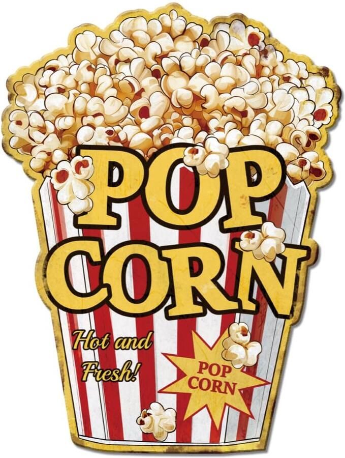 Metalen bord Vintage popcorn eten Decoratief metaal Popcorn Retro metalen poster Popcorn Vintage kunstbord Wandbord Decoratief vintage
