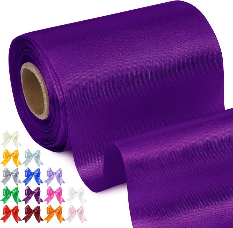 10 cm breed x 20 m donkerpaars satijnband