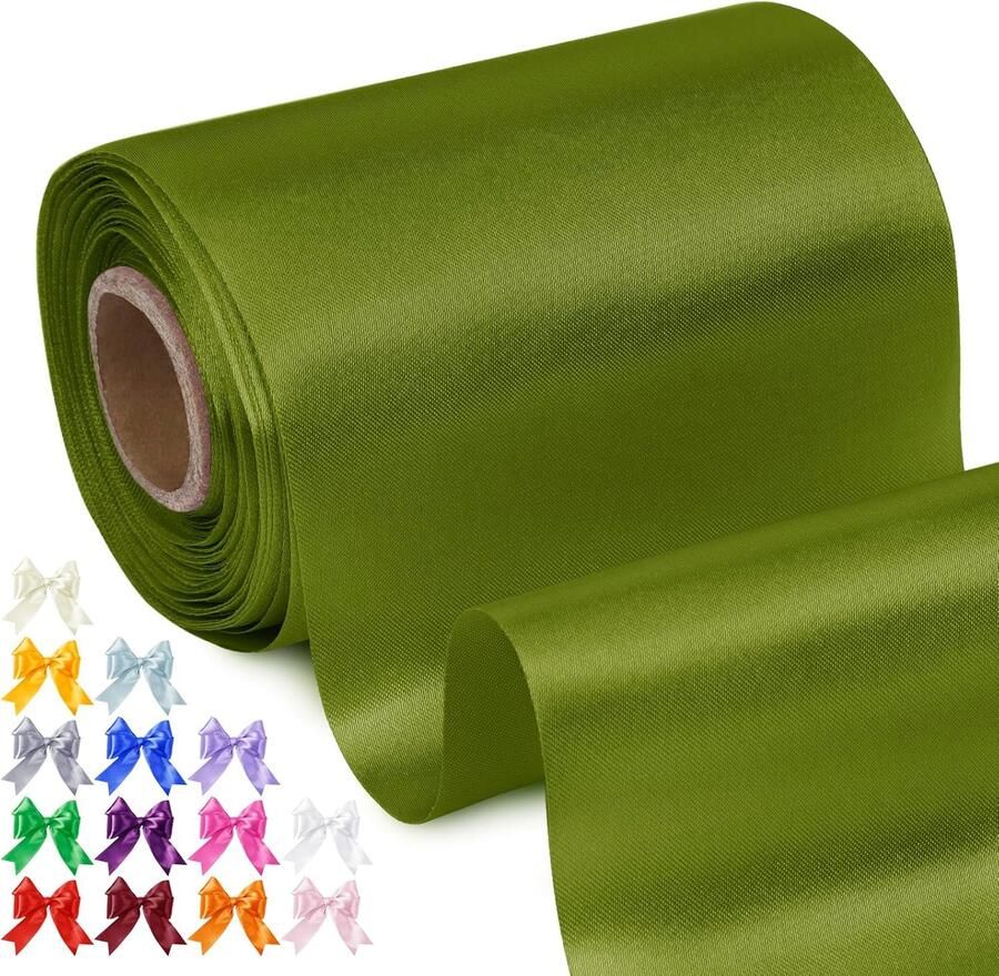 10 cm breed x 20 m lang satijn groen