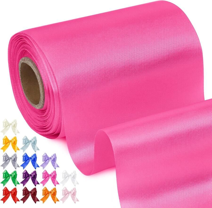 10 cm breed x 20 m perzikroze satin