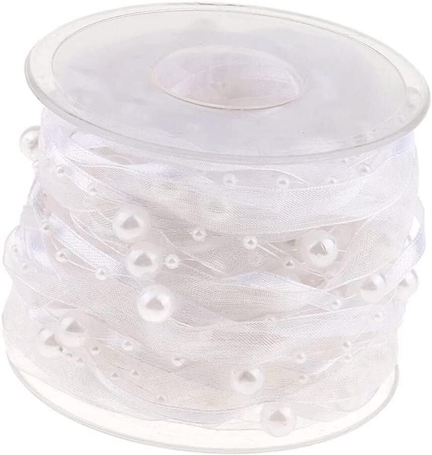 10 meter perlenband chiffonband organza-spitzenband decoratiespand witte spantenband