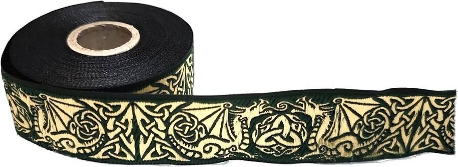 10 meter x 35 mm donkergroen en goud