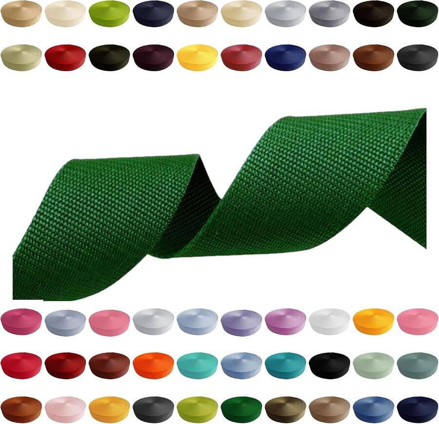 2m 5m 10m 50m 50 kleuren breedte 10mm 15mm 20mm 25mm 30mm 40mm 50mm taschengurt groen 40mm x 2m