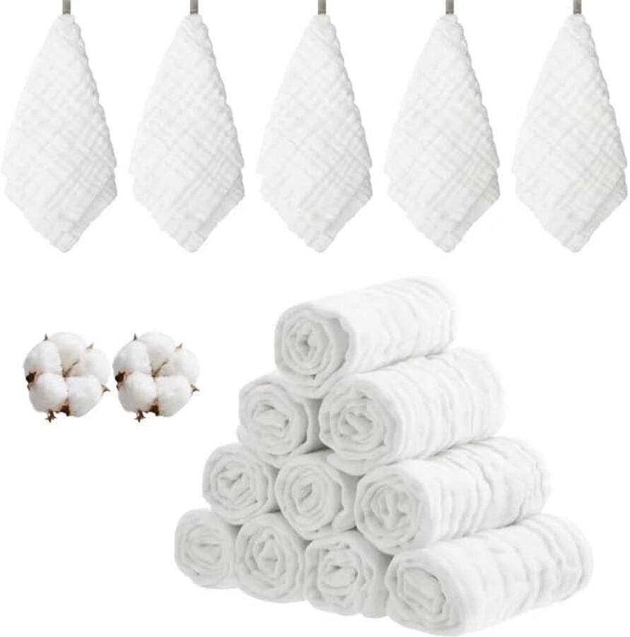 10 Musselintjes baby 100% katoen 25x50 cm