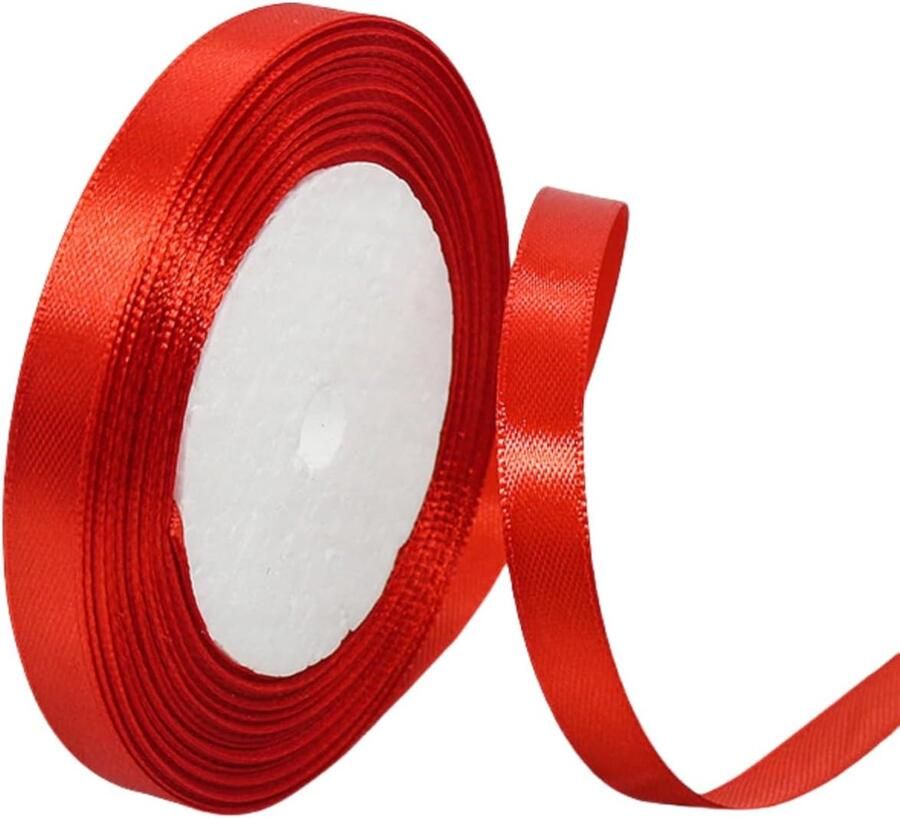 10mm breed rood satijnen lint 22 meter