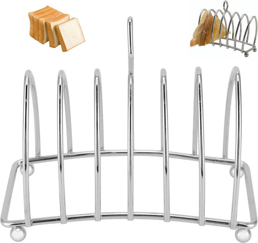 Roestvrijstalen broodrooster voor airfryer met handvat 6 sleuven geschikt voor broodjes