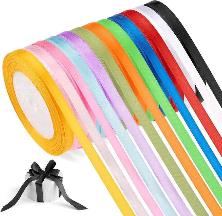 12 kleuren 22 meter x 6 mm satinband