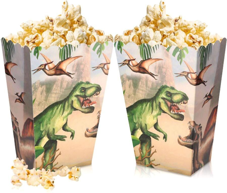 12 Stuks Dinosaur Popcorn Treat Bags voor Feestjes