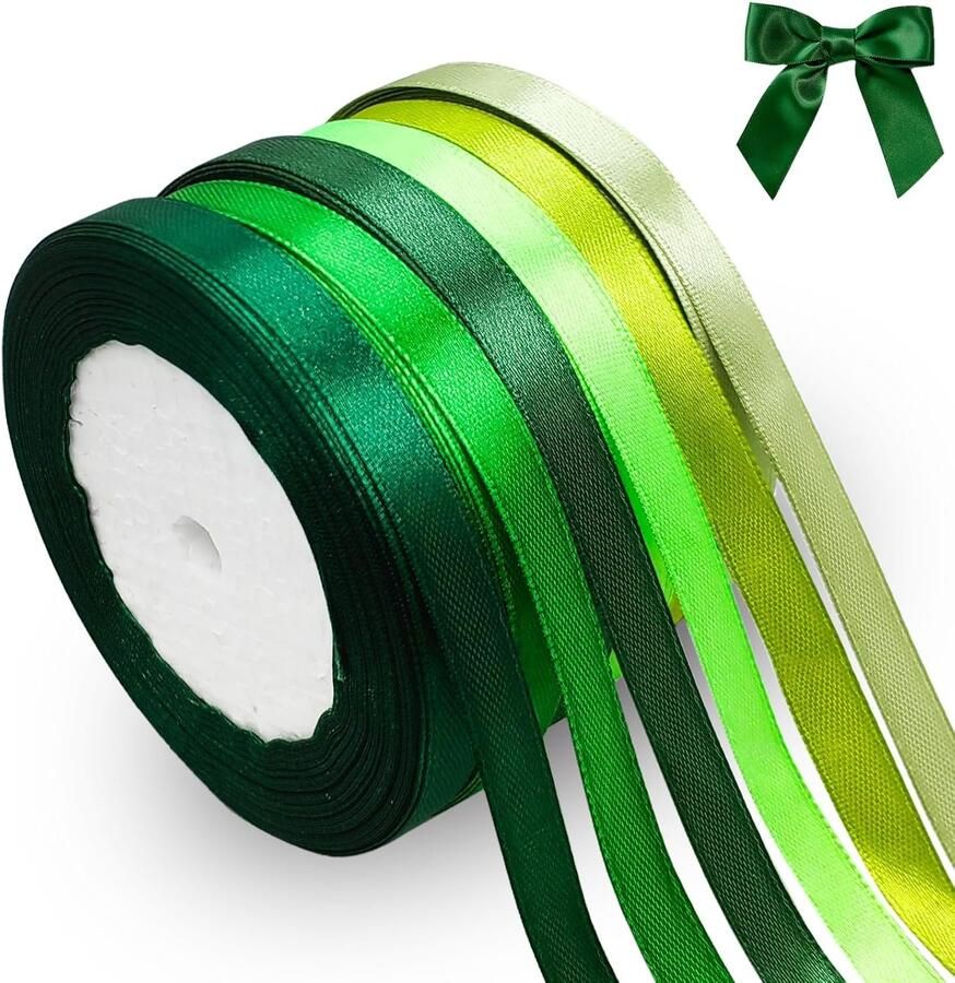 132 meter groen 10 mm breed lint voor cadeaus bruiloft verjaardagen en decoratie
