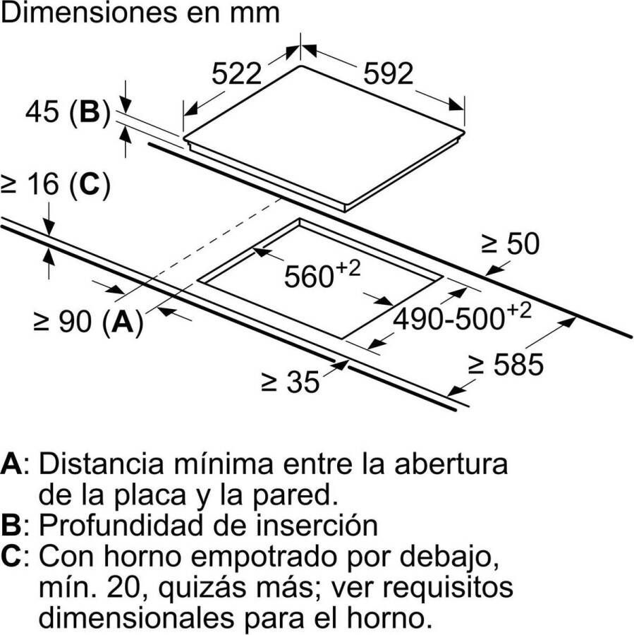 Bosch Vitro Tabel 60 cm PKF611BB8E Type opdracht: aan de voorkant Ontwerp: Zonder frame Dubbele zone Zwart - Foto 2