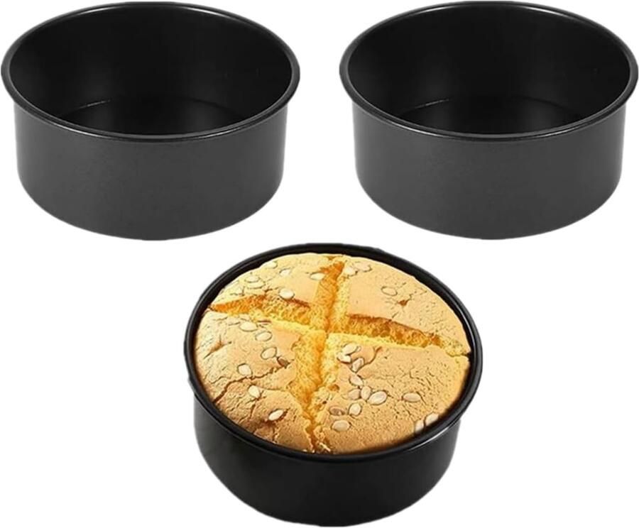 2-Pack 5 Inch Zwarte Cakevormen Mini Cakevormen van Aluminium voor Taart Pizza en Quiche Bakken bij Familiebijeenkomsten