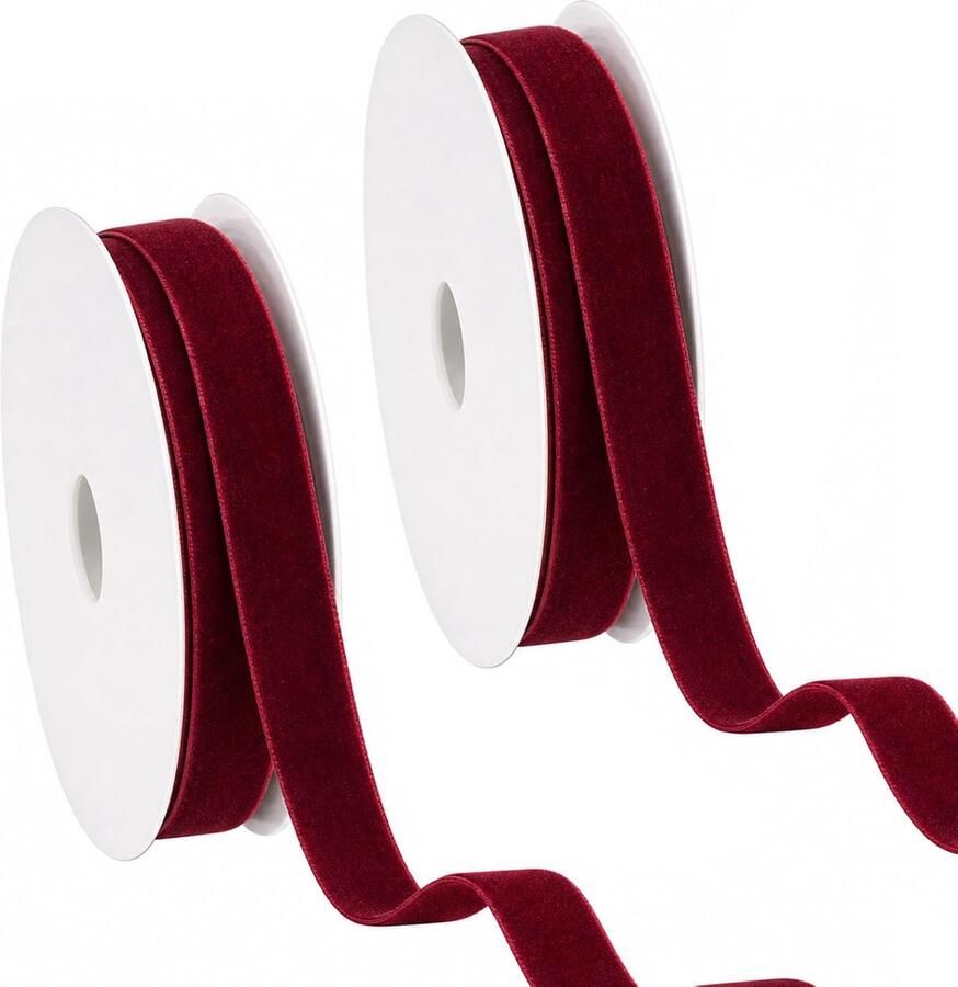 2 Rollen fluwelen lint 1 cm x 18 meter per rol