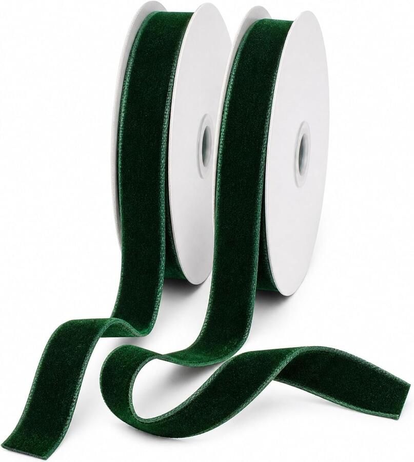 2 Rollen fluwelen lint 1 cm x 18 meter per rol