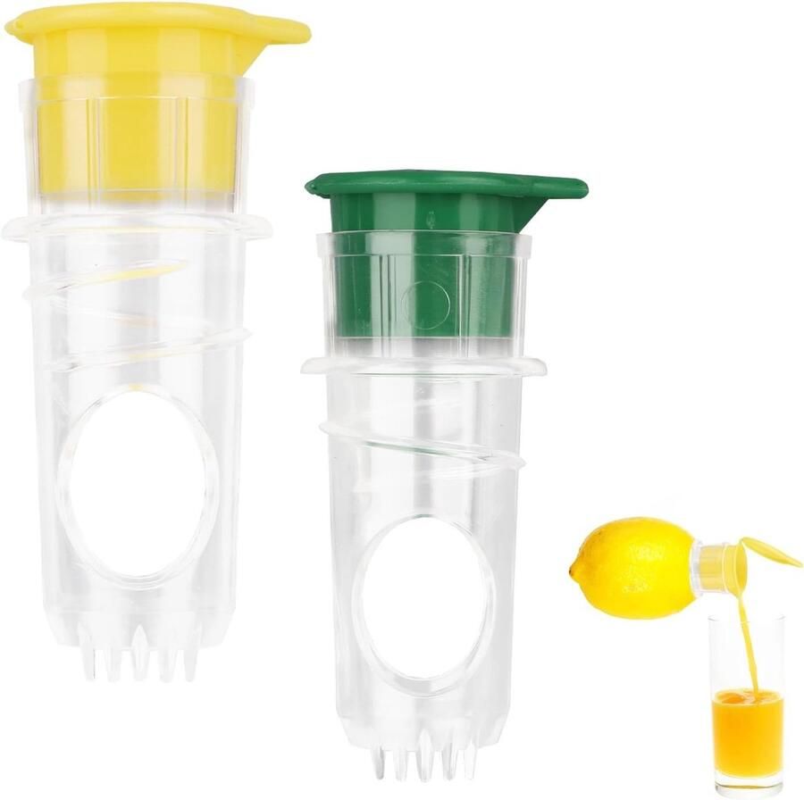 2 Stuks Handmatige Citruspers met Schroefdop en Ingebouwd Filter voor Sap Cocktails en Koken (Geel Groen)