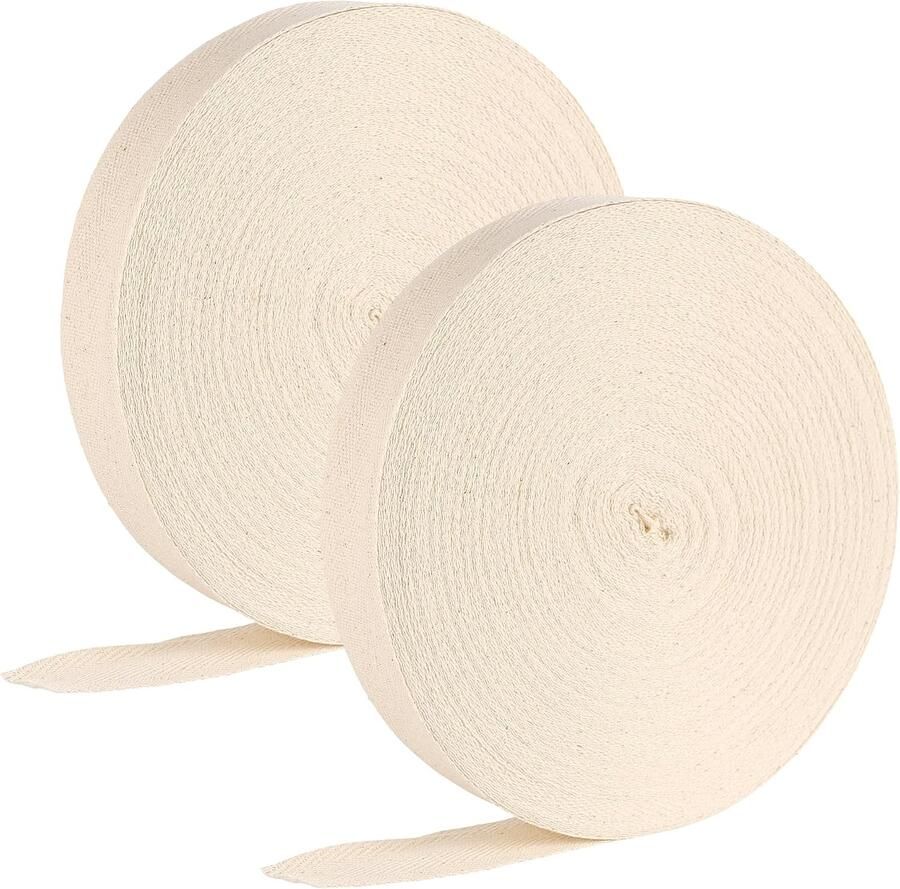 2 Stuks katoenen band 30 mm x 50 m beige