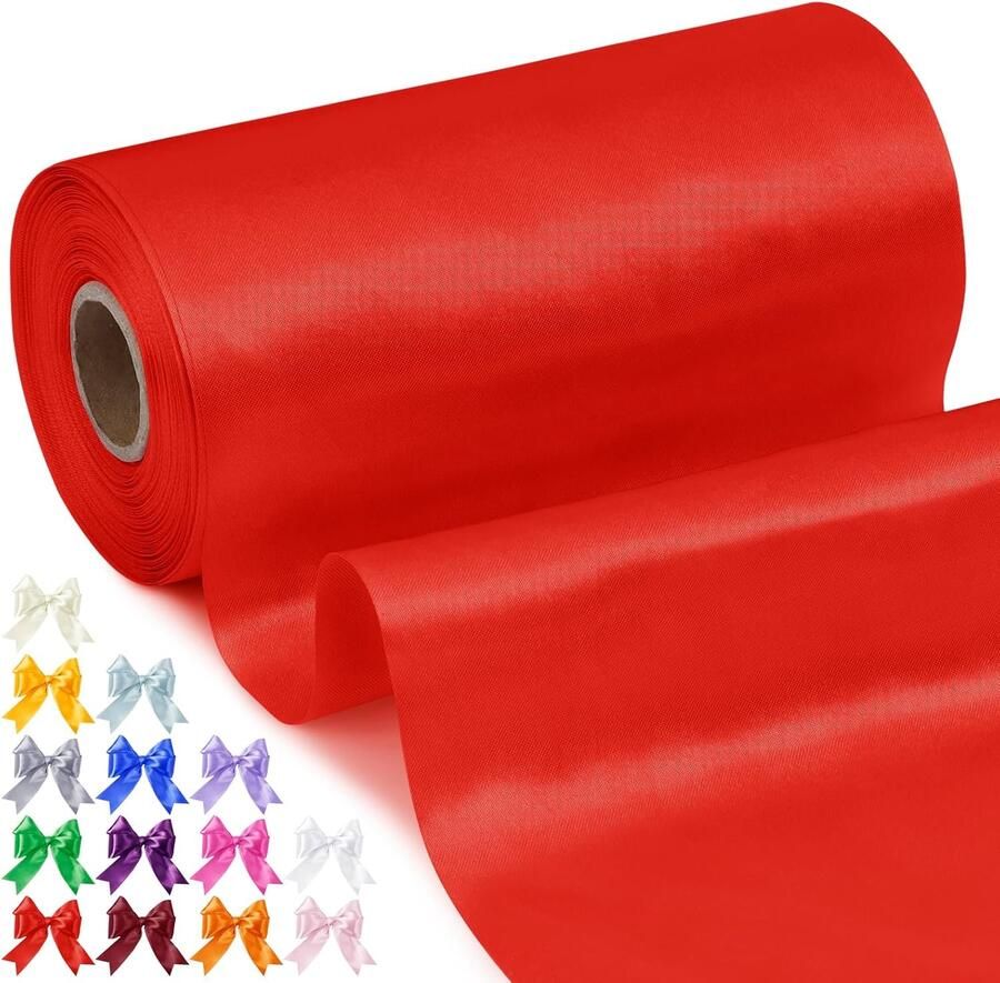15 cm breed x 20 meter rood satijn