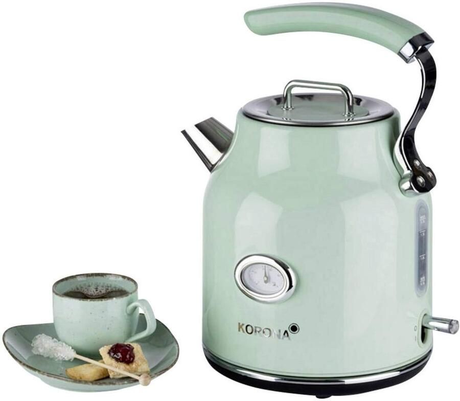 20665 Elektrische Waterkoker Mint 1 7 Liter 2.200 Watt Kalkfilter Stoomstop Droogkookbescherming Heet Water Thee En Koffie Opzetten Groen