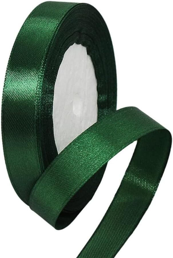 22 meter satijn lint 15 mm breed donker groen