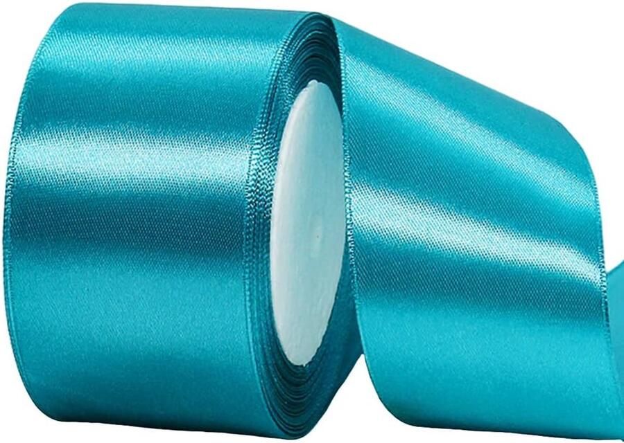 22 meter satijn lint 50 mm breed blauw