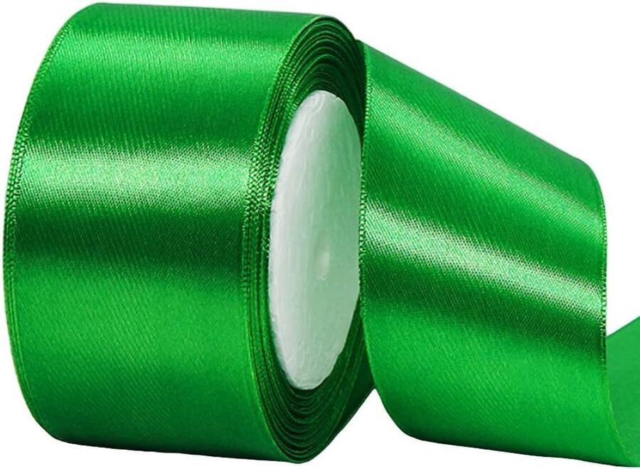 22 meter satijn lint 50 mm breed groen