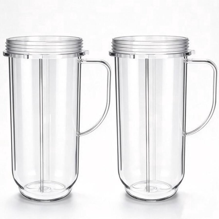 22oz Bekers Vervanging Compatibel met 200W MB1001S voor Juicer Hoge Mokken met Handvat Vervangende Onderdelen Accessoires (2 Pack)