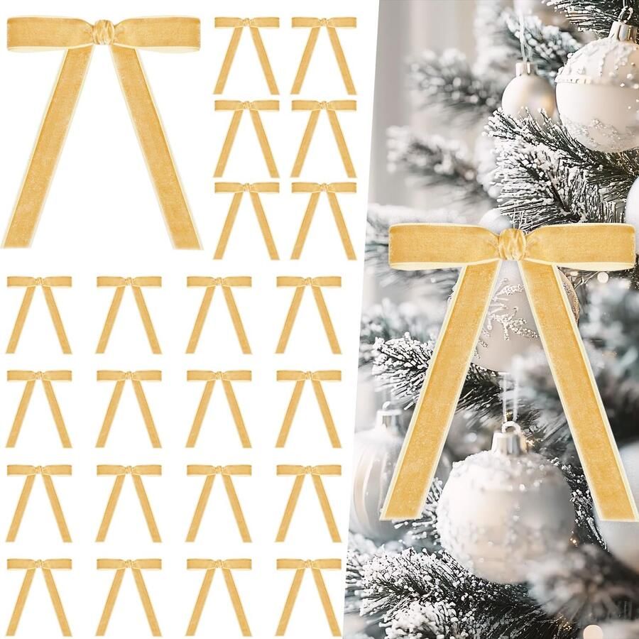24 stuks fluwelen bogen voor kerstboom 2 5 cm breed