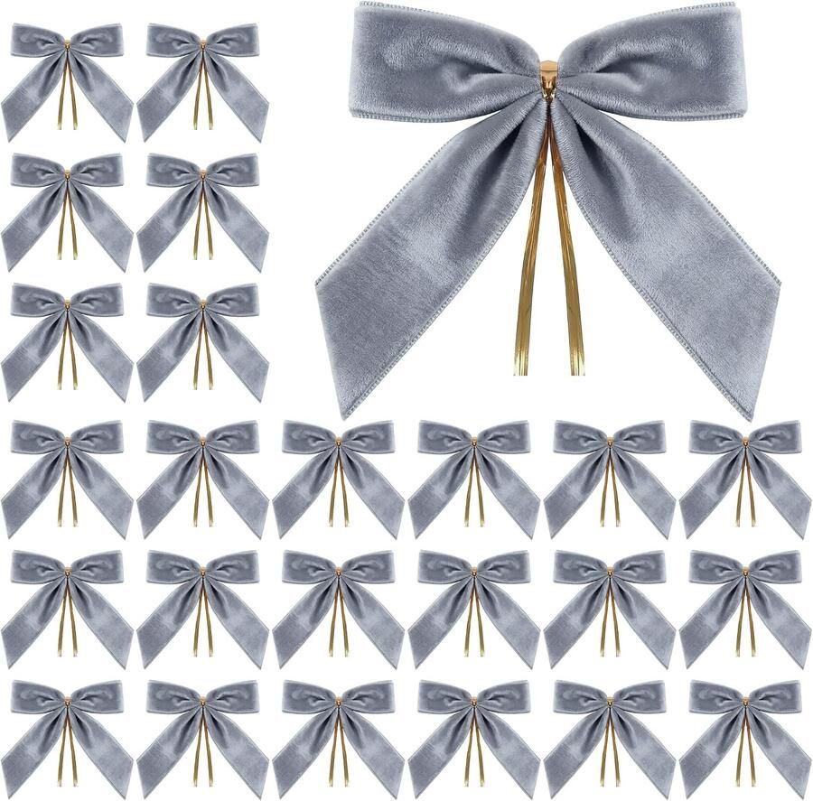24 stuks fluwelen strikken voor kerstboom cadeaus decoratie 2 5 cm breed 8 9 x 8 9 cm