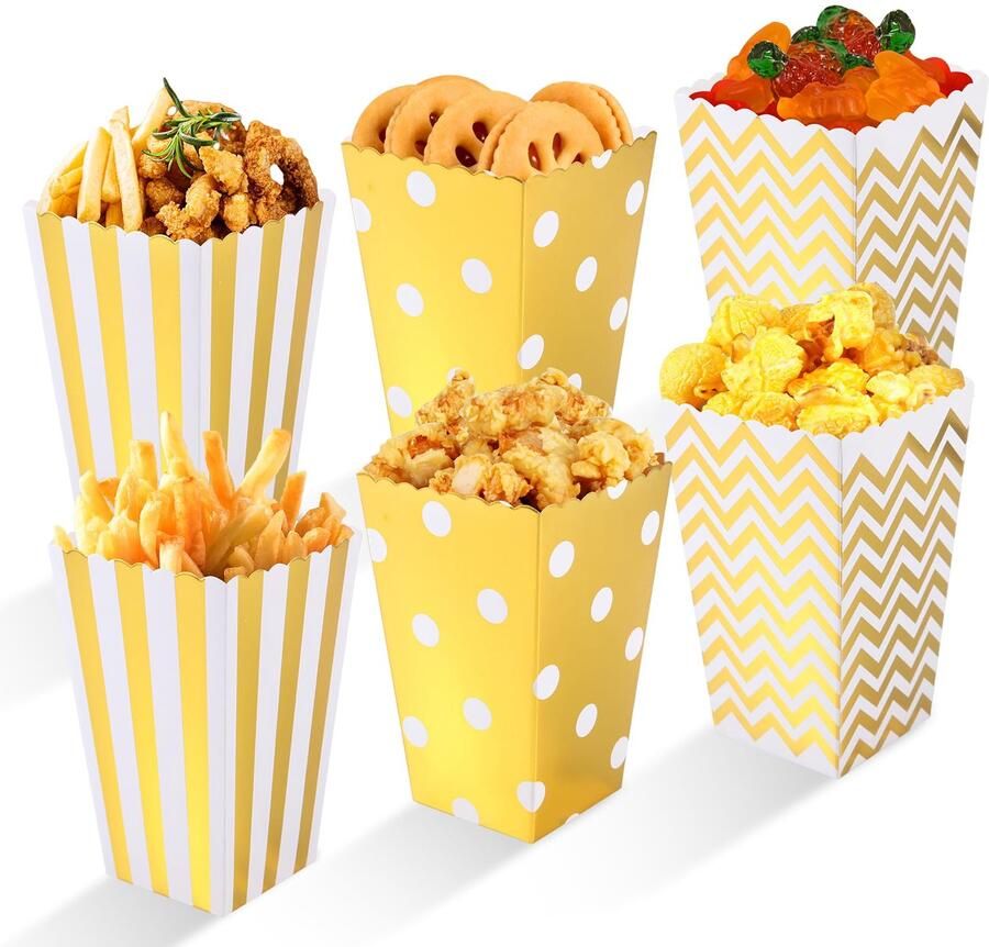 24 Stuks Gouden Popcorn Dozen voor Feestjes