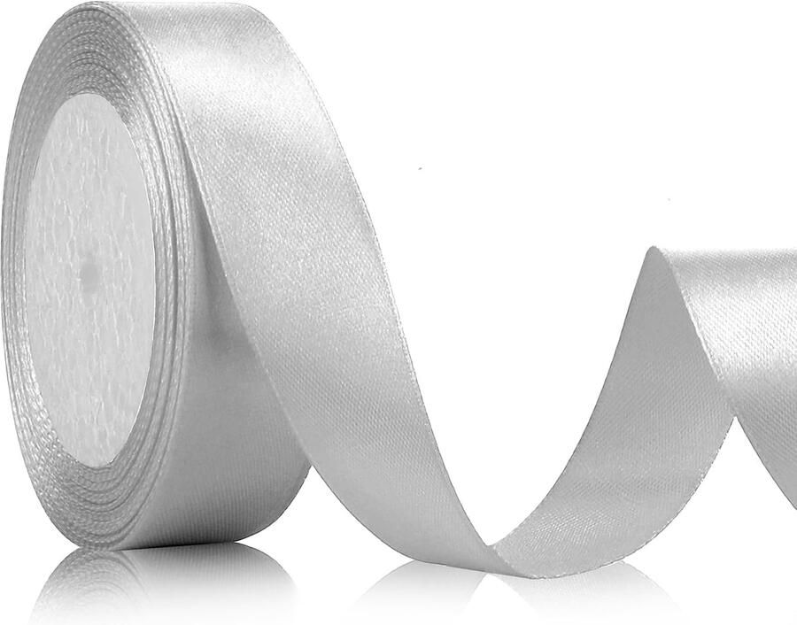 25mm x 23 meter zilveren satijn lint voor cadeaus bruiloften en decoratie