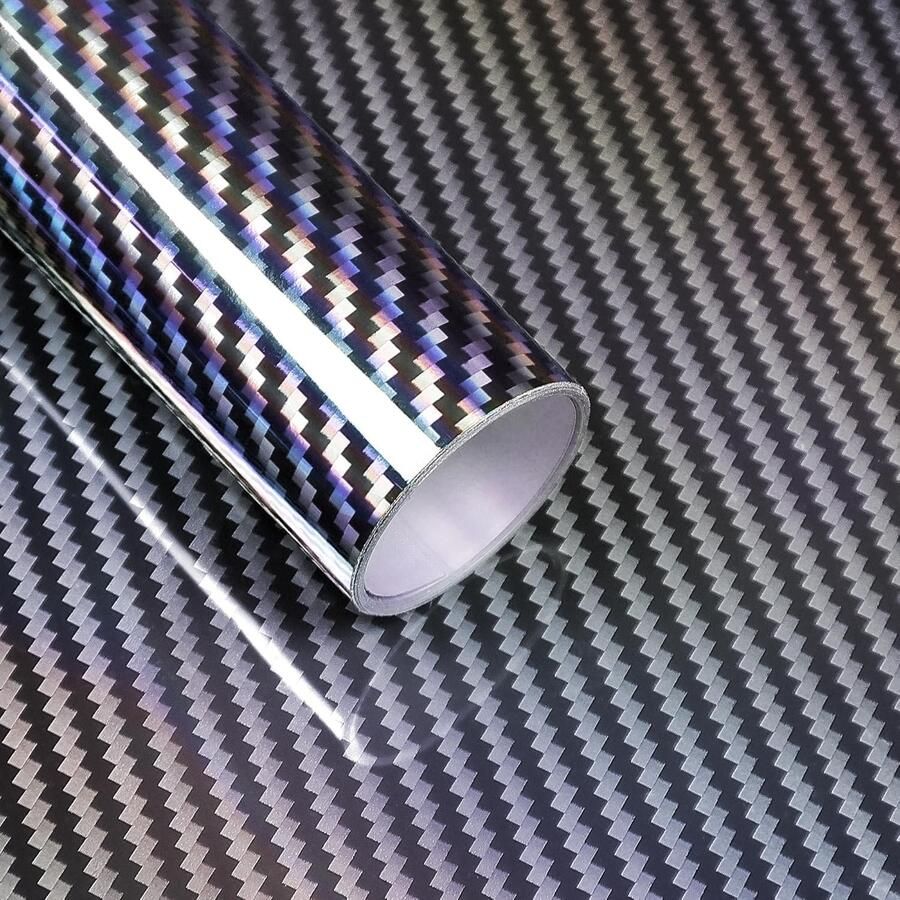 2D Zilveren Carbon Autofolie 30 x 150 cm met Luchtvrijgave Technologie