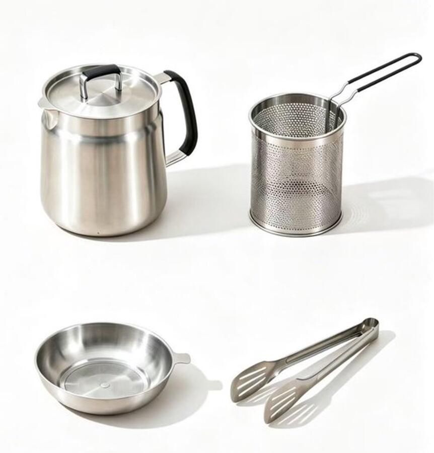 2L zeefpan friteuse 304 roestvrij staal oliefilterpot met frituurmand en