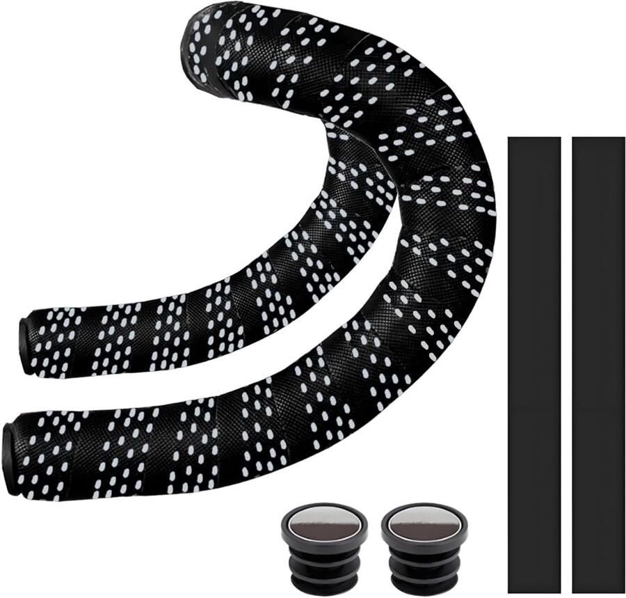 2x Fietsstuurband PU Eva antislip schokdempend comfortabel met 2 einddoppen