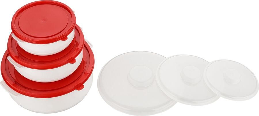 3-delig Magnetron Servies Set Rood Wit