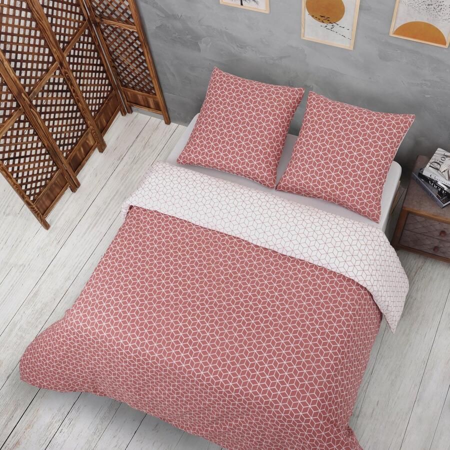 3-delige Beddegoedset 200 x 200 cm Donker Oranje
