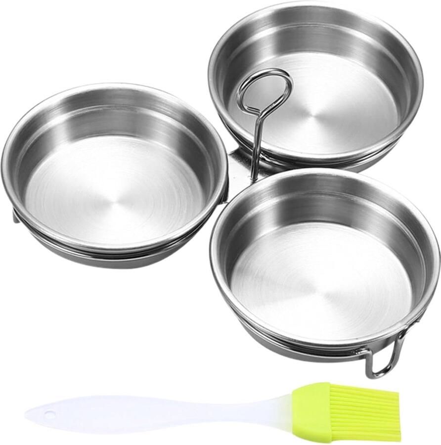 3-delige roestvrijstalen eierkoker set Inclusief antiaanbak stoommandje eierrekje en borstel Keukenaccessoires voor het koken van eieren