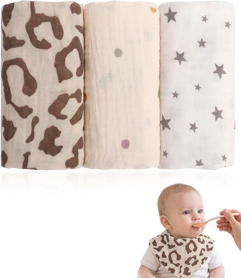 3-delige spuugdoek set 22x23 cm biologisch katoen