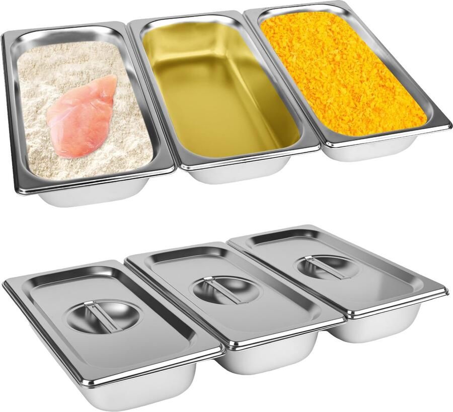 3-Piece Breading Set van RVS voor Snijden en Brouwen