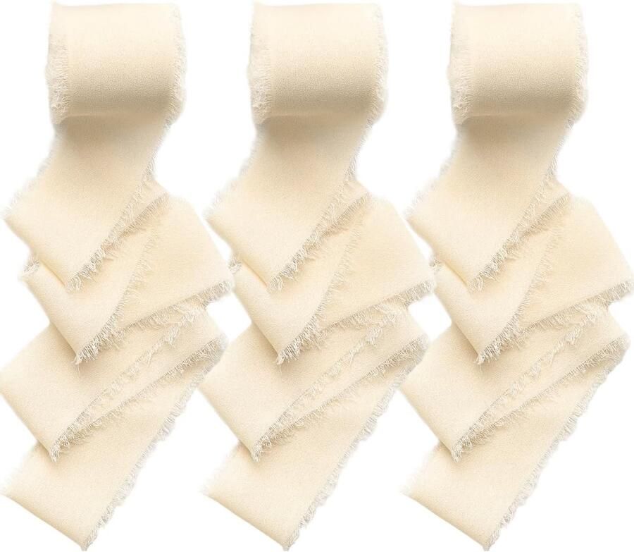 3 rollen beige chiffon