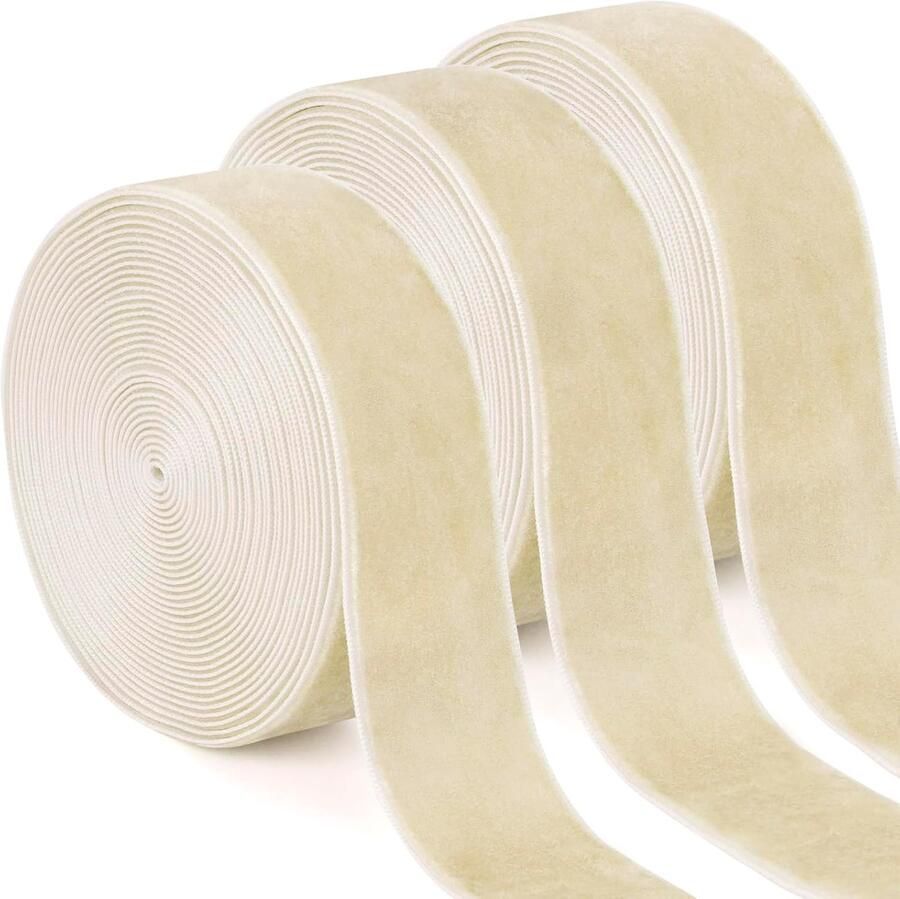 3 Rollen fluwelen lint crème wit 25 mm x 4 5 m