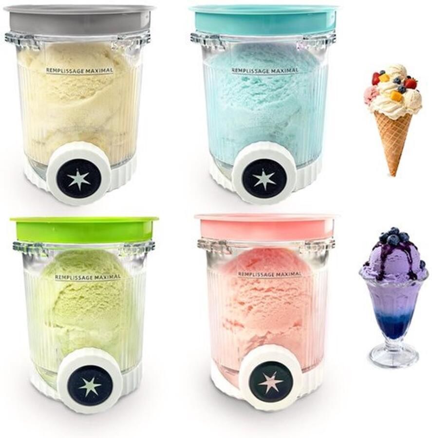 4 Containers voor NC700 NC701EU-serie 480 ML Ijscontainers Accessoires voor -Ijsmachine BPA-Vrij Vaatwasmachinebestendig