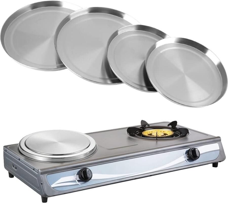 4-delige RVS Kookplaat Covers Herbruikbare Branderdeksels 21cm 17cm