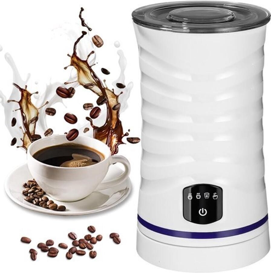 4-in-1 elektrische melkopschuimer met antiaanbaklaag voor warm en koud melkschuim automatische uitschakeling ideaal voor koffie en melk wit